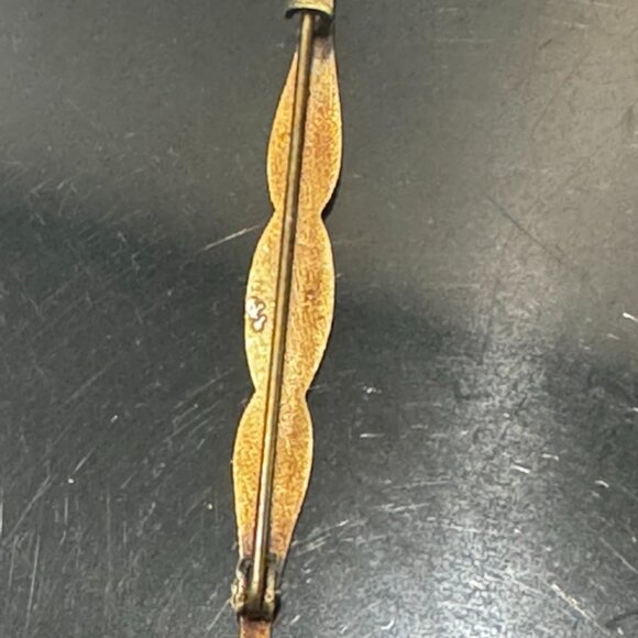 Antique Enamel Guilloche Brooch Pin Flower Blue Gold Plated C clasp - Picture 14 of 16